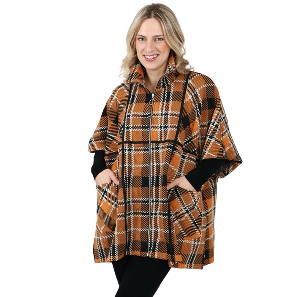 Shannon Passero Jacquard Zip Front Dream Poncho Fall Jacket Women’s OS